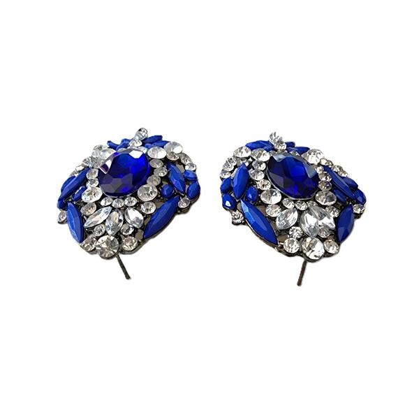 T & J Designs Royal Blue Fantasy Glass Crystal Drop Earrings - Picture 8 of 10